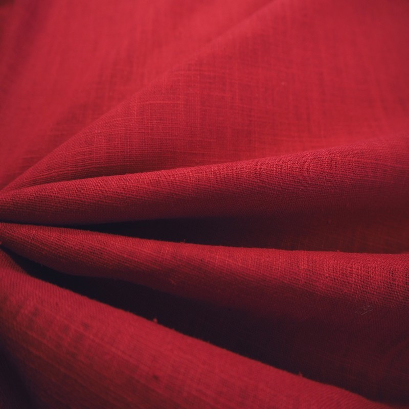 Tissu ramie rouge hermès
