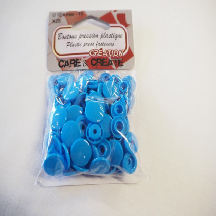 Boutons pressions plastique bleu turquoise