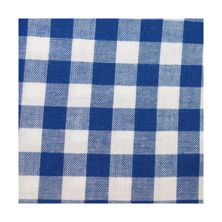 Tissu vichy moyen carreaux  bleu roi