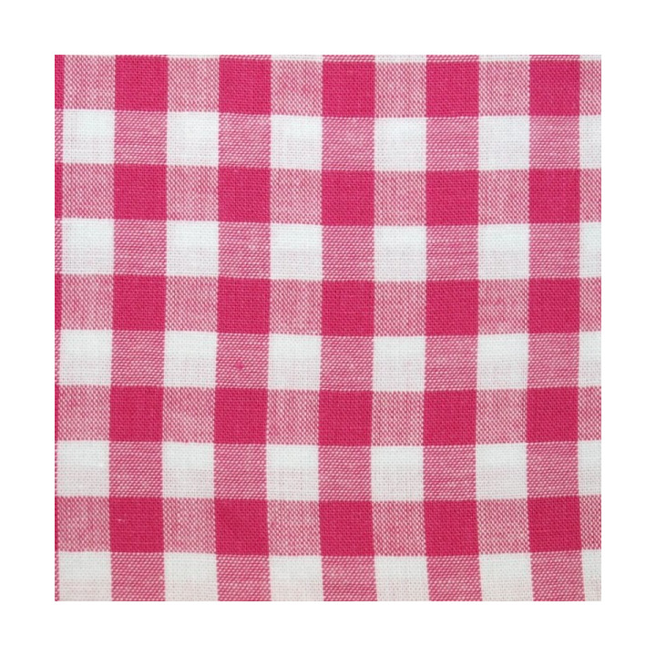 Tissu vichy moyen carreaux  fuchsia