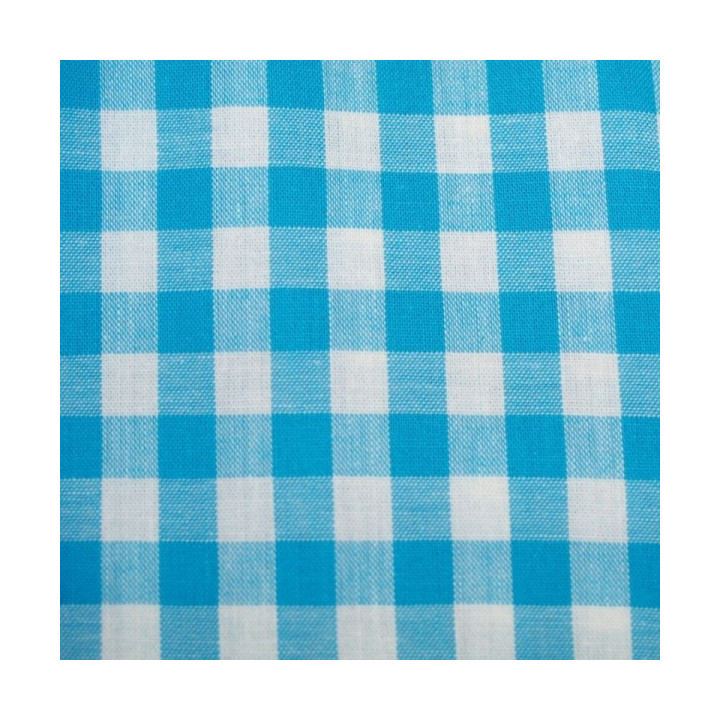 Tissu vichy moyen carreaux  turquoise