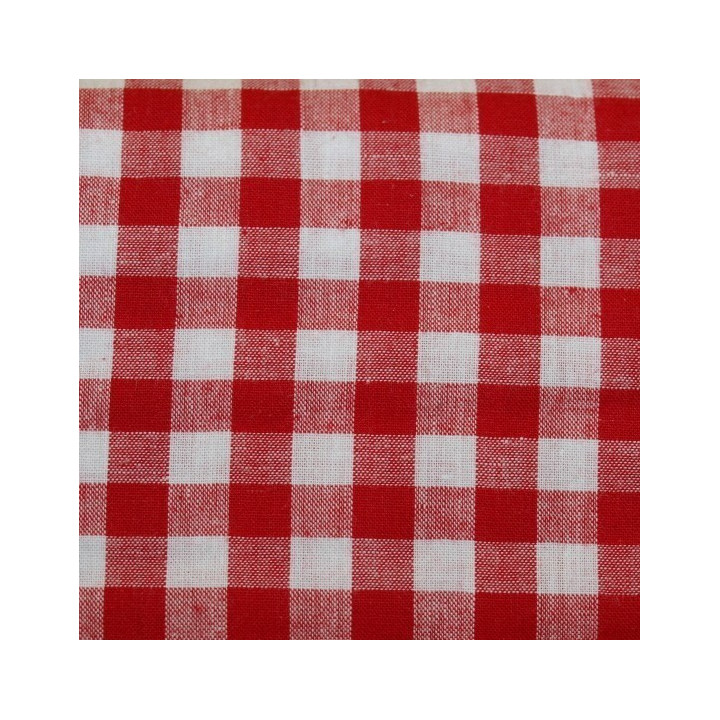 Tissu vichy moyen carreaux  rouge