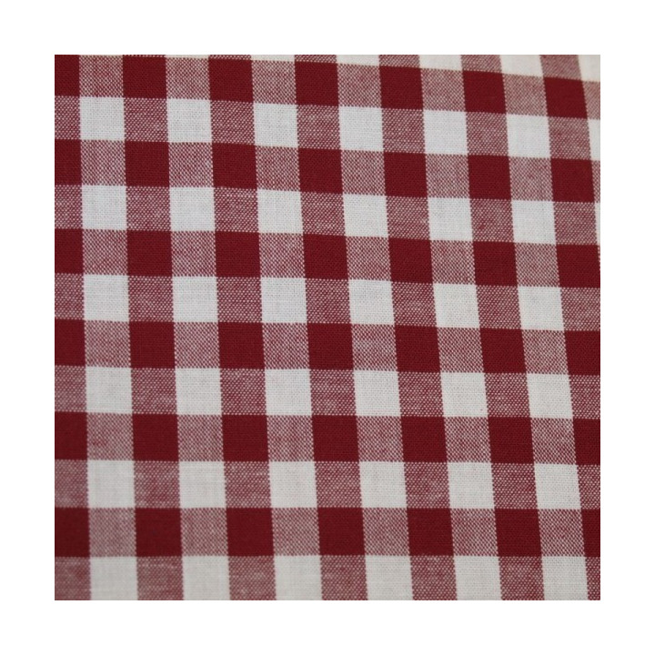 Tissu vichy moyen carreaux  bordeaux