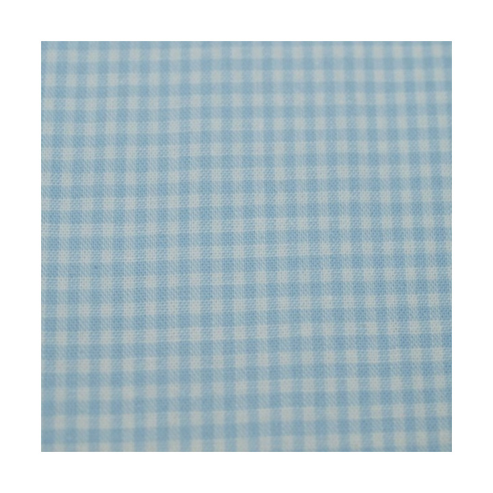 Tissu vichy petits carreaux  bleu ciel