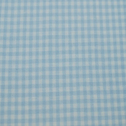 Tissu vichy petits carreaux  bleu ciel