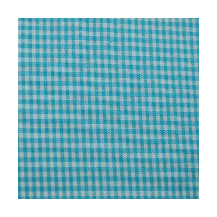 Tissu vichy petits carreaux  bleu turquoise