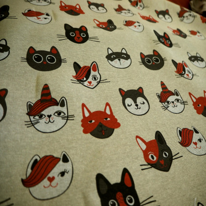 Tissu bachette  imprimé chatons
