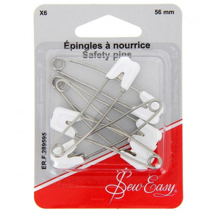 Épingles à nourrice X6 56 mm Blanc