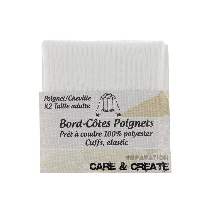Bord côte poignet cheville polyester x2 Blanc