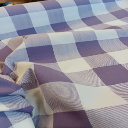 tissu coton grands carreaux violet /blanc 0.90m