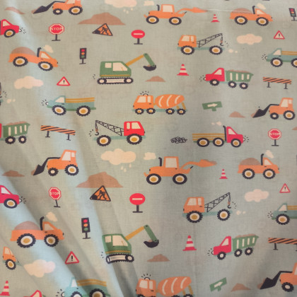 Tissu coton enfant tracteur