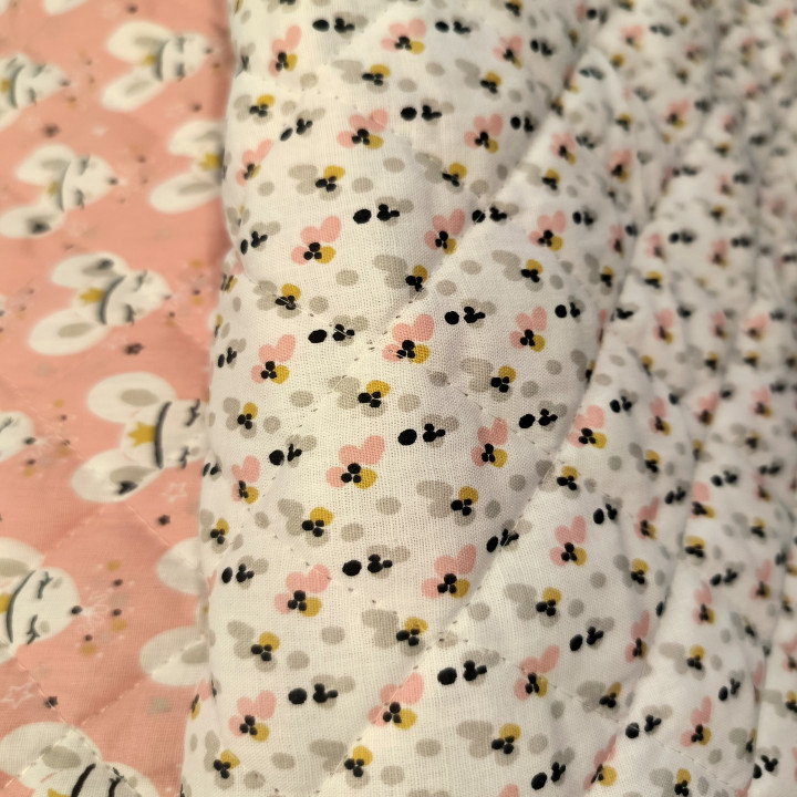 Tissu matelassé enfant souris rose
