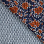 Tissu Matelassé Floral Bleu Marine & Terracotta