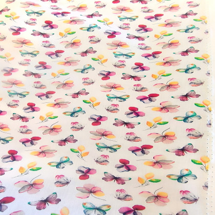 Coton imprimé papillon aquarelle